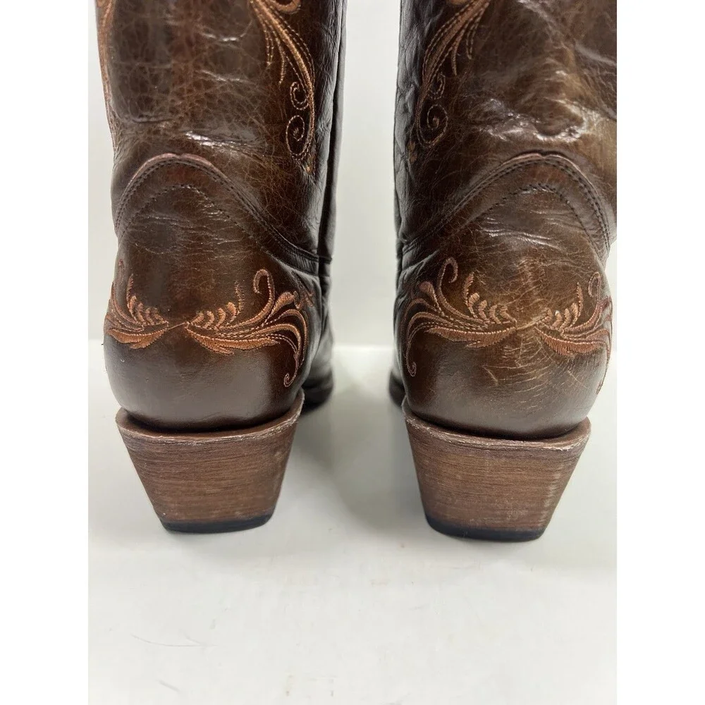 Circle G by Corral L5039 Brown Leather Cross Embroidered Cowboy Boots Women 10M